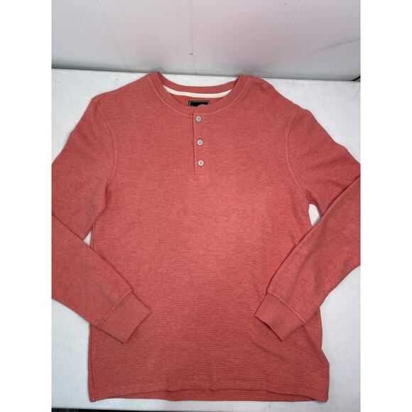 ANAPO Men's Waffle Long Sleeve Henley in Salmon. Size Small. NWOT - Picture 1 of 6
